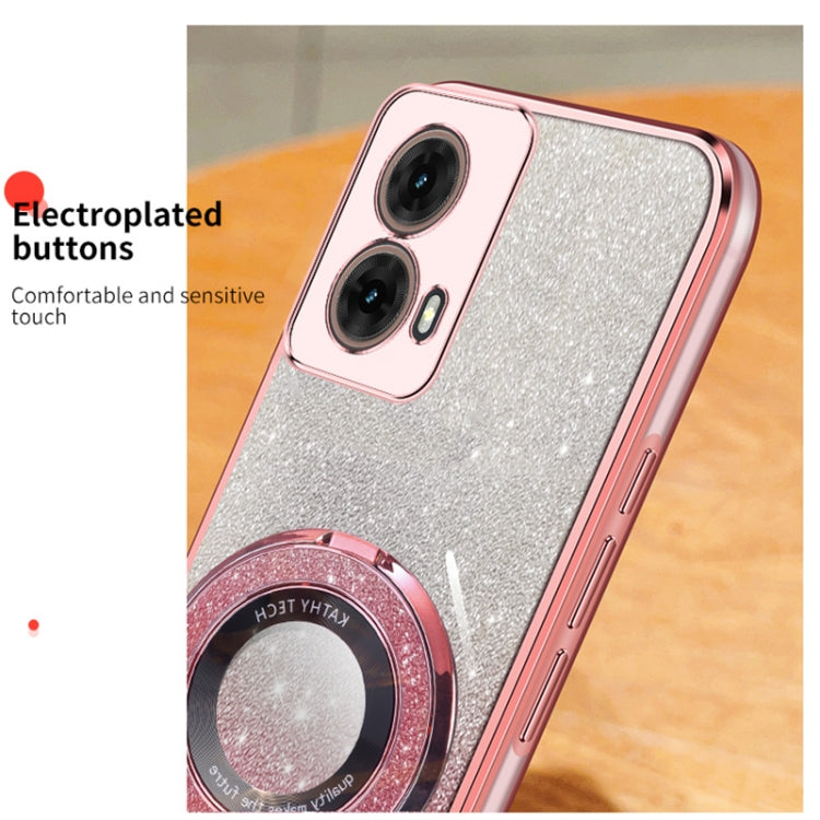 For Motorola Moto G85 Plated Gradient Glitter Round Holder TPU Phone Case
