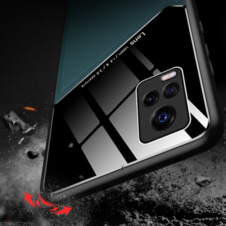 For Vivo S7 / V20 Pro All-inclusive Leather + Organic Glass Phone Case with Metal Iron Sheet