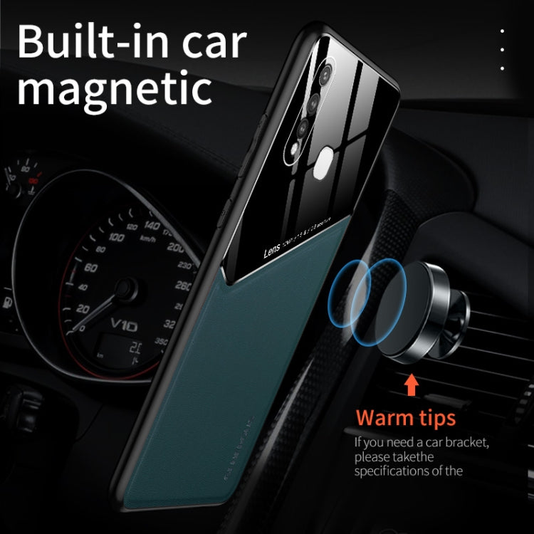 For Vivo Y19 All-inclusive Leather + Organic Glass Phone Case with Metal Iron Sheet