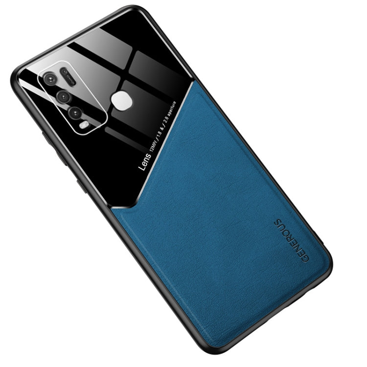 For Vivo Y50 All-inclusive Leather + Organic Glass Phone Case with Metal Iron Sheet