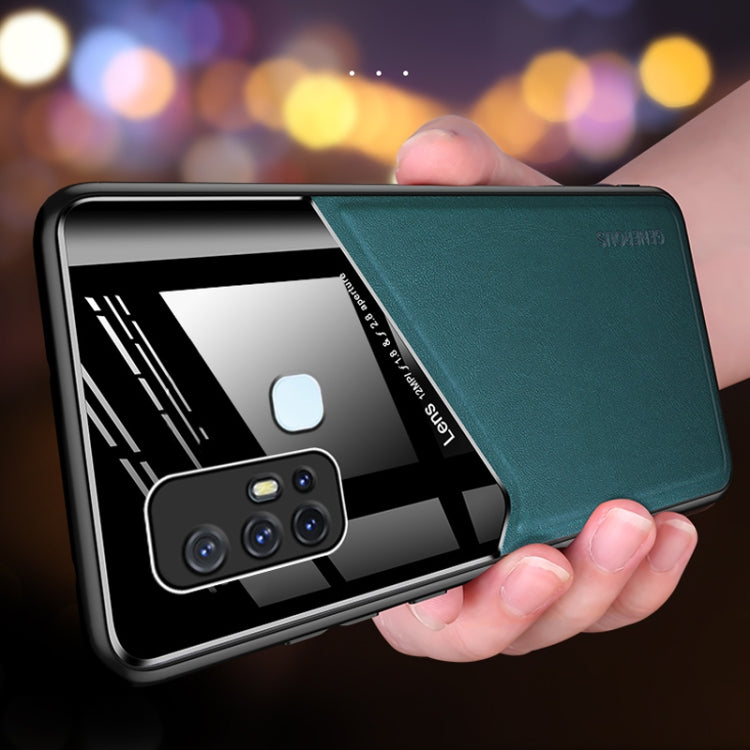 For Vivo Z6 All-inclusive Leather + Organic Glass Phone Case with Metal Iron Sheet