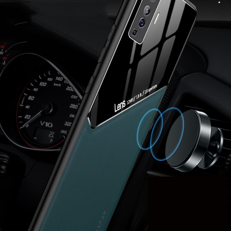 For Vivo X50 All-inclusive Leather + Organic Glass Phone Case with Metal Iron Sheet