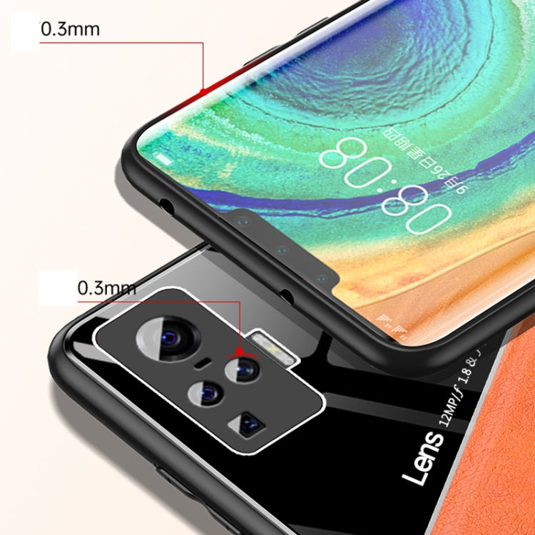 For Vivo X50 Pro All-inclusive Leather + Organic Glass Phone Case with Metal Iron Sheet