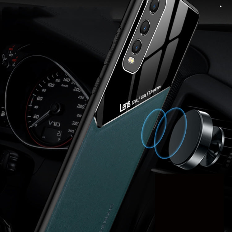 For Vivo Y70s All-inclusive Leather + Organic Glass Phone Case with Metal Iron Sheet