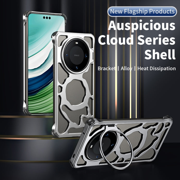 For Huawei Mate 60 Pro+ Auspicious Cloud Series MagSafe Metal Phone Case with Bracket