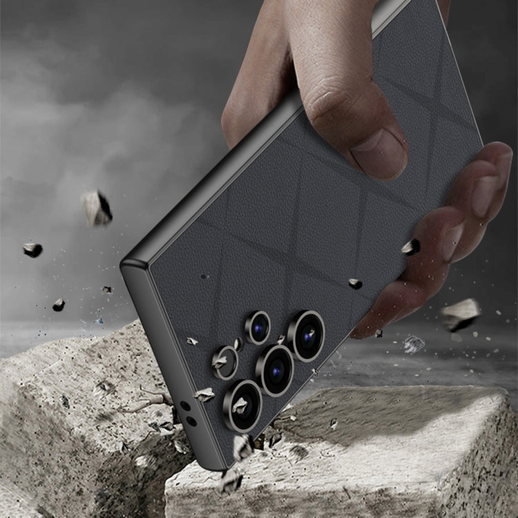 For Samsung Galaxy S23 Ultra 5G GKK Asterism Metal Paint Skin Feel Leather Full Coverage Phone Case, Not Included Pen
