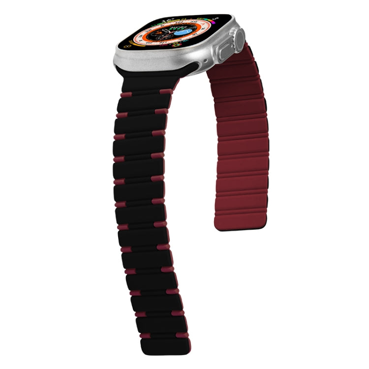 For Apple Watch Series 9 45mm Two-color Magnetic Silicone Watch Band