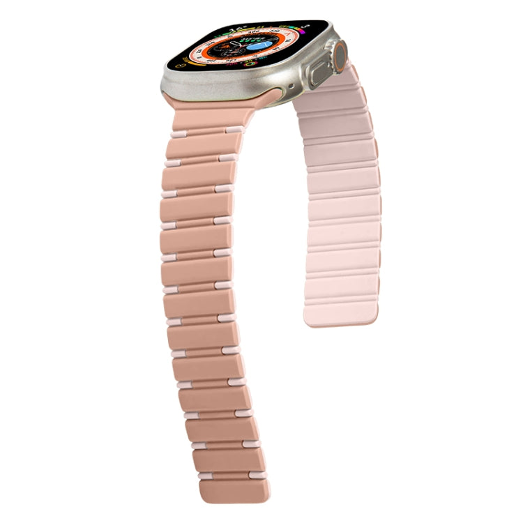 For Apple Watch Series 7 45mm Two-color Magnetic Silicone Watch Band
