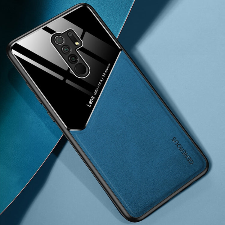 For Xiaomi Redmi 9 All-inclusive Leather + Organic Glass Phone Case with Metal Iron Sheet