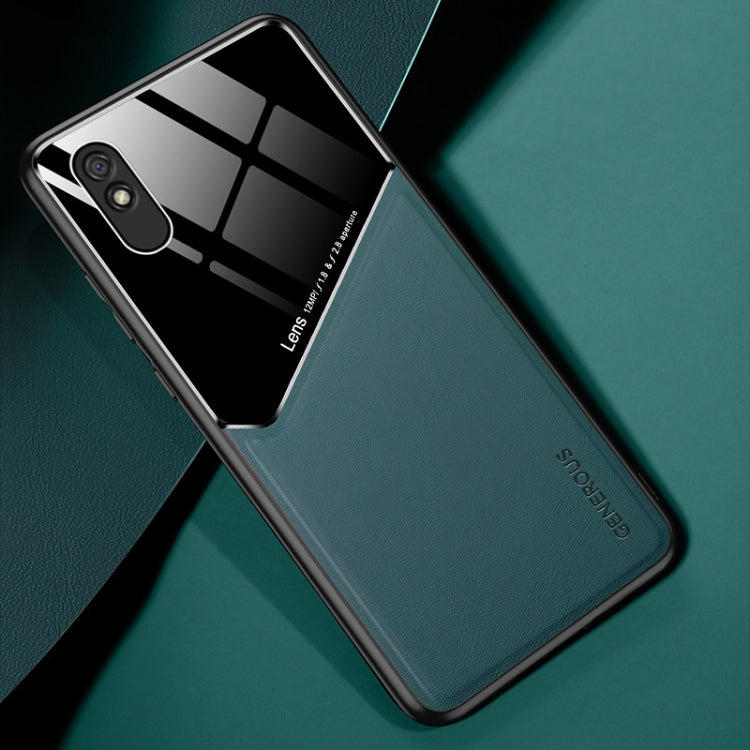 For Xiaomi Redmi 9A All-inclusive Leather + Organic Glass Phone Case with Metal Iron Sheet