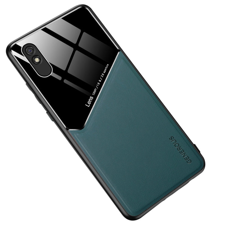For Xiaomi Redmi 9A All-inclusive Leather + Organic Glass Phone Case with Metal Iron Sheet