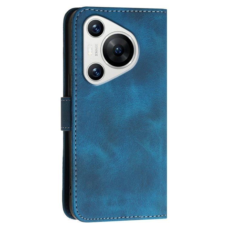 For Huawei Pura 70 Grid Butterfly Embossed Pattern Leather Phone Case with Lanyard
