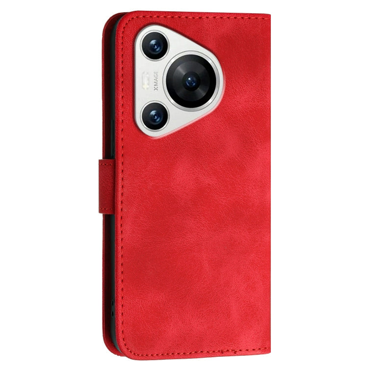 For Huawei Pura 70 Grid Butterfly Embossed Pattern Leather Phone Case with Lanyard