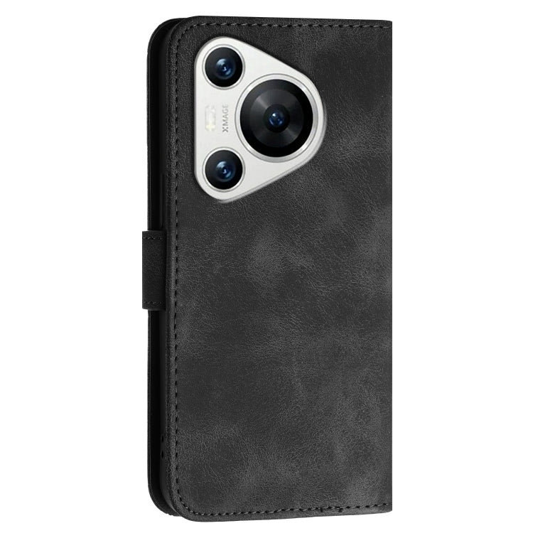 For Huawei Pura 70 Grid Butterfly Embossed Pattern Leather Phone Case with Lanyard