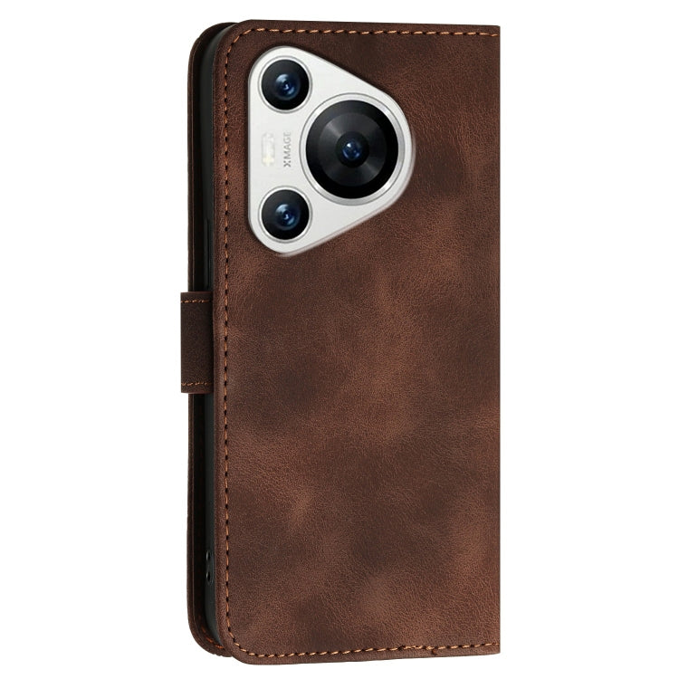 For Huawei Pura 70 Grid Butterfly Embossed Pattern Leather Phone Case with Lanyard