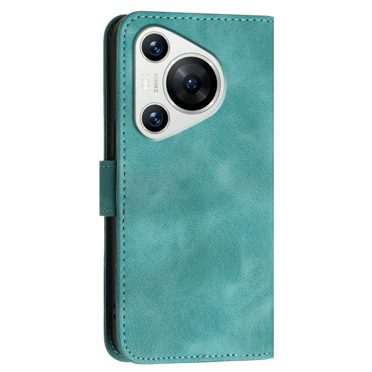 For Huawei Pura 70 Grid Butterfly Embossed Pattern Leather Phone Case with Lanyard