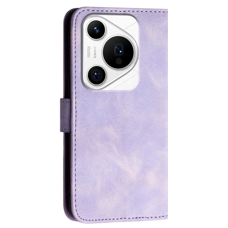 For Huawei Pura 70 Pro / Pura 70 Pro+ Grid Butterfly Embossed Pattern Leather Phone Case with Lanyard