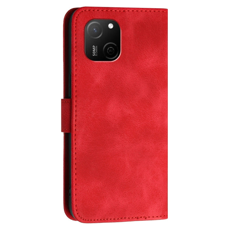 For Huawei Maimang A20 Grid Butterfly Embossed Pattern Leather Phone Case with Lanyard
