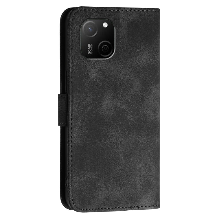 For Huawei Maimang A20 Grid Butterfly Embossed Pattern Leather Phone Case with Lanyard