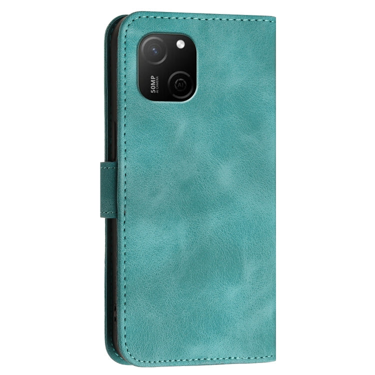 For Huawei Maimang A20 Grid Butterfly Embossed Pattern Leather Phone Case with Lanyard