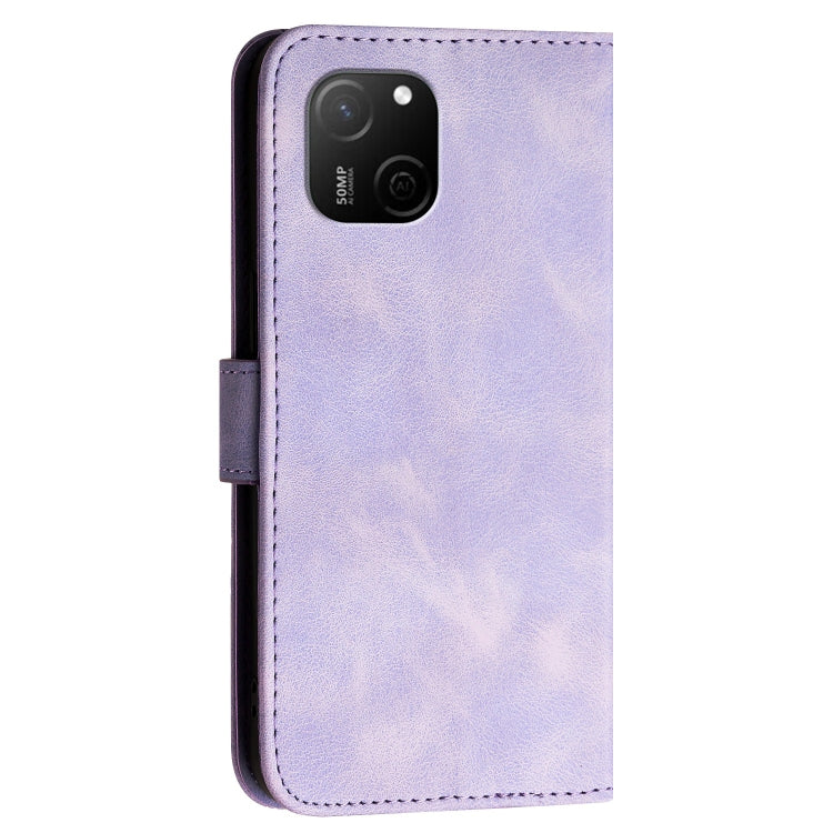 For Huawei Maimang A20 Grid Butterfly Embossed Pattern Leather Phone Case with Lanyard