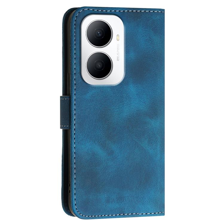 For Huawei Enjoy 80 Plus Grid Butterfly Embossed Pattern Leather Phone Case with Lanyard