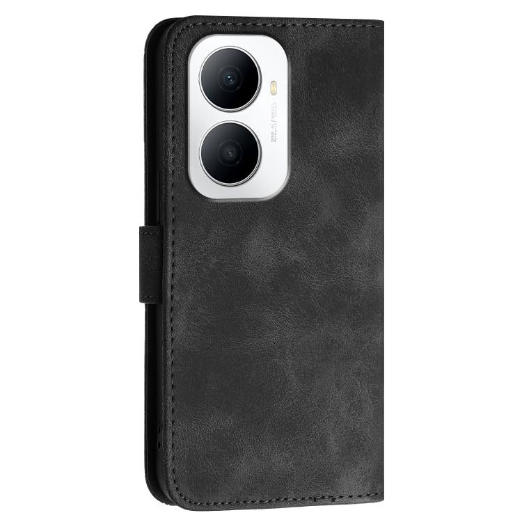 For Huawei Enjoy 80 Plus Grid Butterfly Embossed Pattern Leather Phone Case with Lanyard