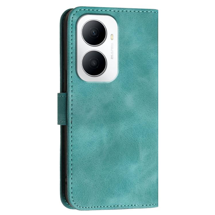 For Huawei Enjoy 80 Plus Grid Butterfly Embossed Pattern Leather Phone Case with Lanyard