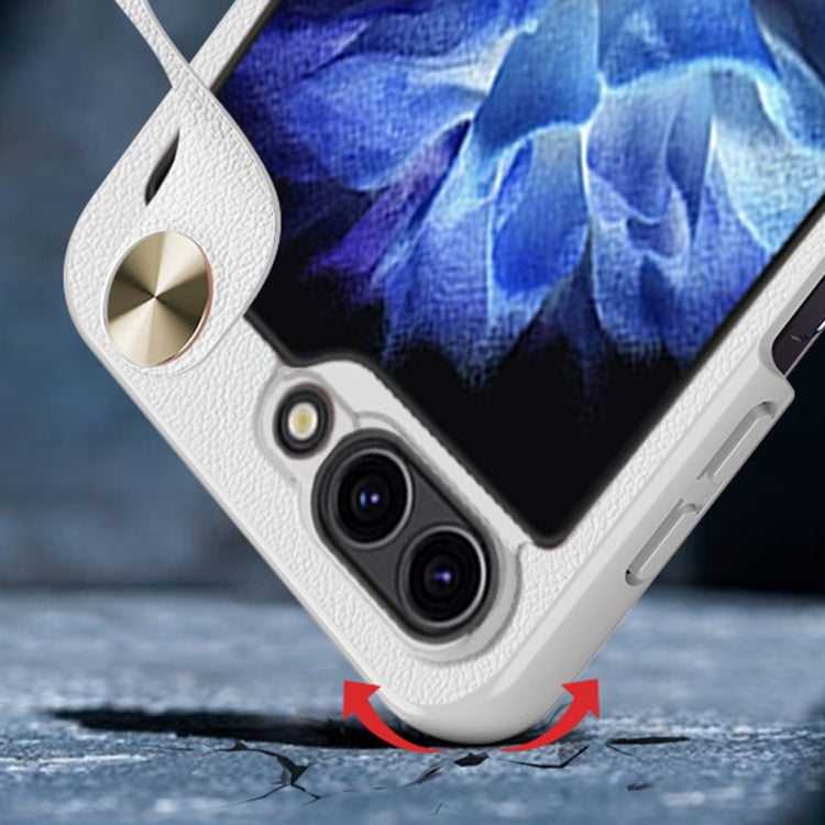 For Samsung Galaxy Z Flip6 / Flip7 FE Leather Ultra-thin PC Wristband Full Coverage Phone Case