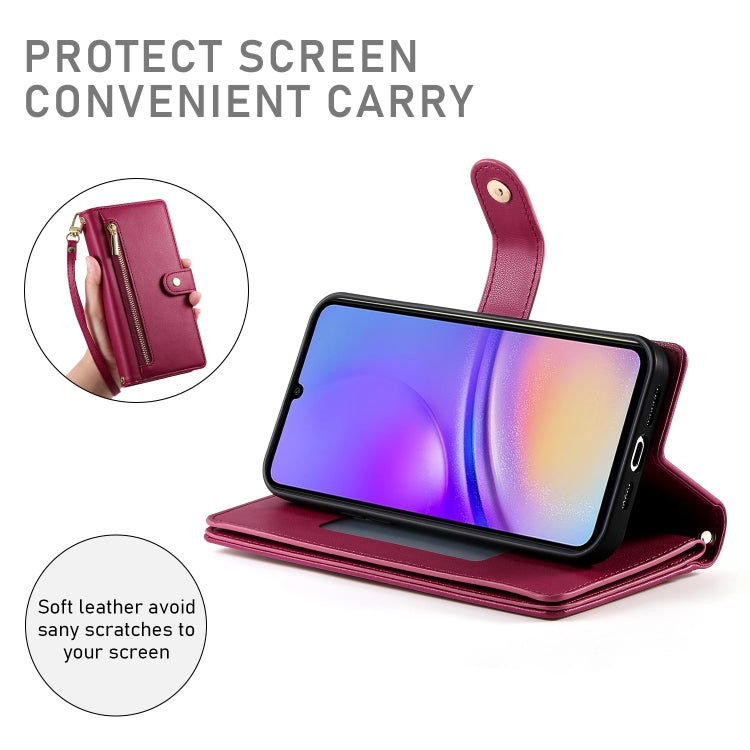 For Samsung Galaxy A05 Nine Card-slot Zipper Wallet Bag Leather Phone Case