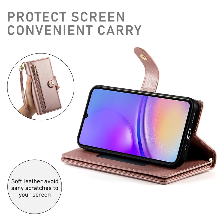 For Samsung Galaxy A05 Nine Card-slot Zipper Wallet Bag Leather Phone Case