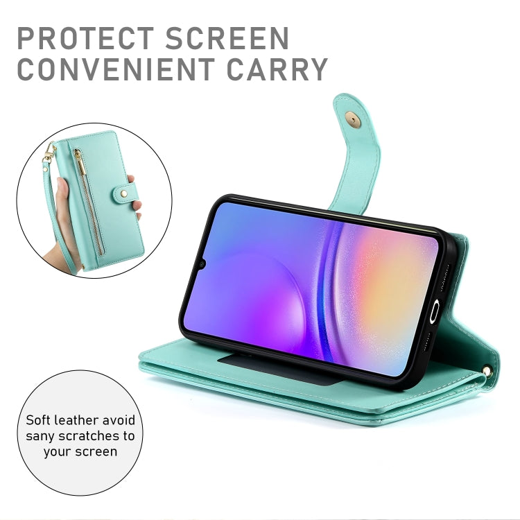 For Samsung Galaxy A05 Nine Card-slot Zipper Wallet Bag Leather Phone Case
