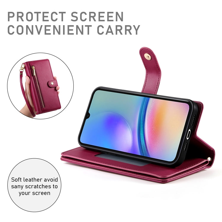 For Samsung Galaxy A05s Nine Card-slot Zipper Wallet Bag Leather Phone Case