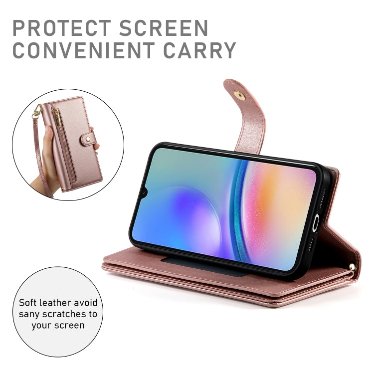 For Samsung Galaxy A05s Nine Card-slot Zipper Wallet Bag Leather Phone Case