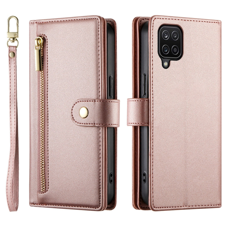For Samsung Galaxy A12 / M12 Nine Card-slot Zipper Wallet Bag Leather Phone Case