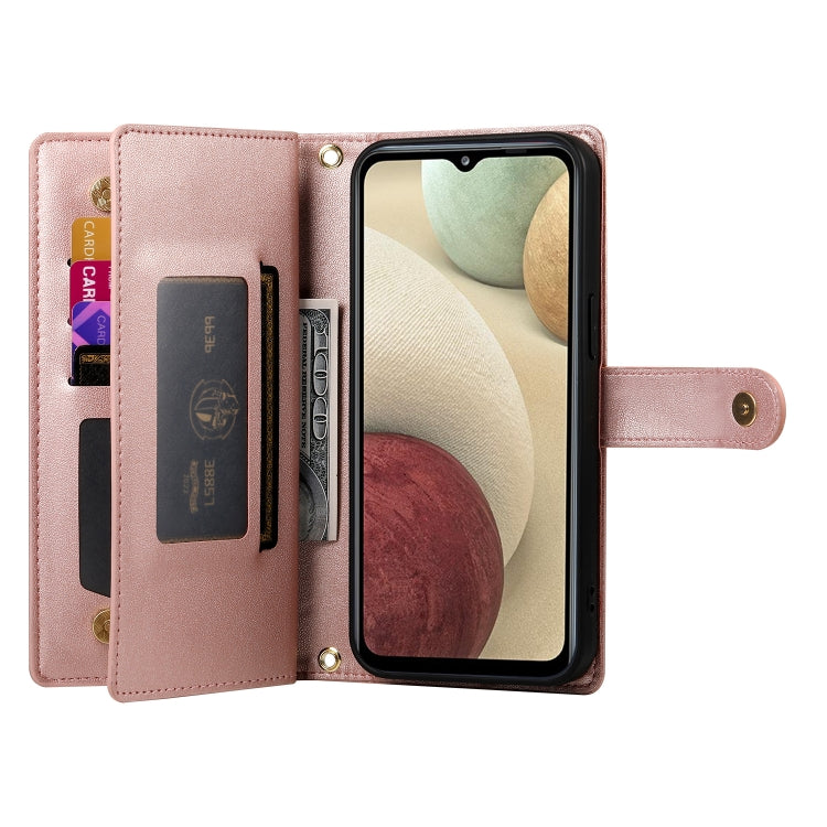 For Samsung Galaxy A12 / M12 Nine Card-slot Zipper Wallet Bag Leather Phone Case