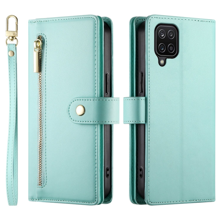 For Samsung Galaxy A12 / M12 Nine Card-slot Zipper Wallet Bag Leather Phone Case