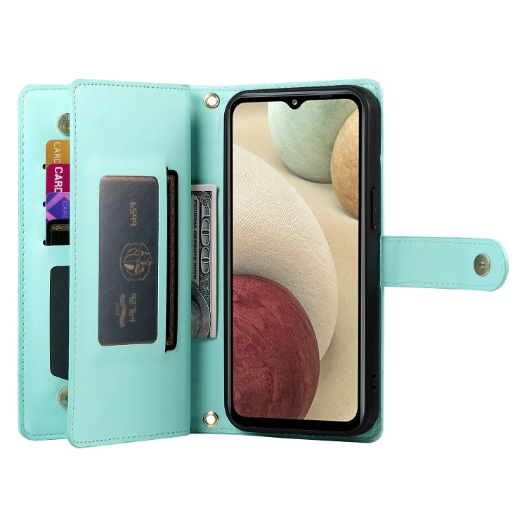 For Samsung Galaxy A12 / M12 Nine Card-slot Zipper Wallet Bag Leather Phone Case