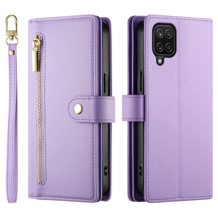For Samsung Galaxy A12 / M12 Nine Card-slot Zipper Wallet Bag Leather Phone Case