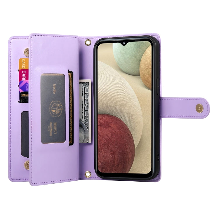 For Samsung Galaxy A12 / M12 Nine Card-slot Zipper Wallet Bag Leather Phone Case