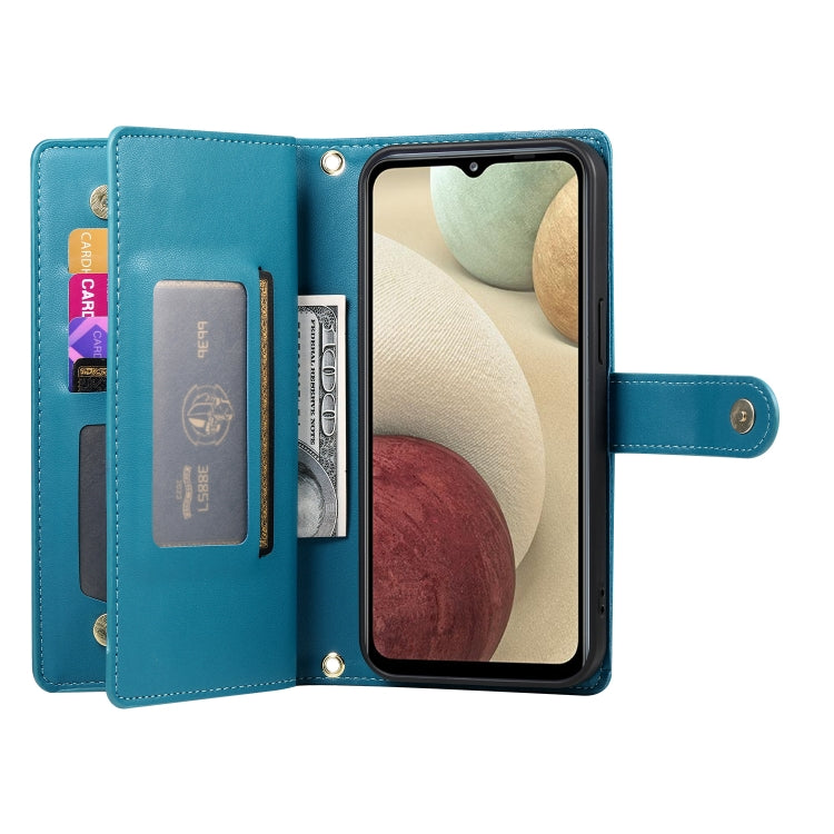 For Samsung Galaxy A12 / M12 Nine Card-slot Zipper Wallet Bag Leather Phone Case