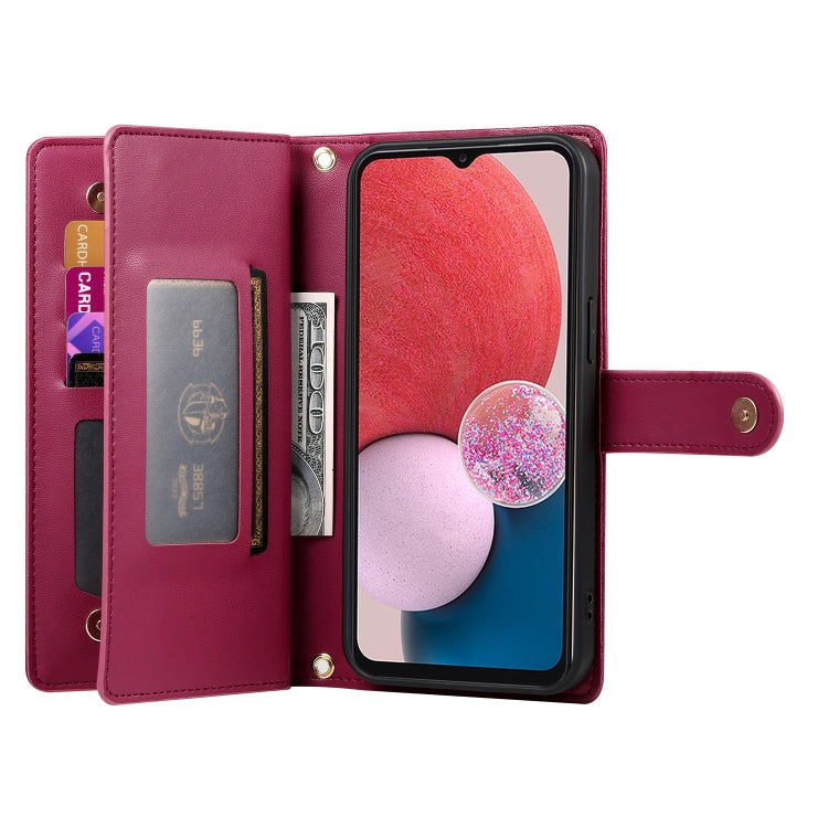 For Samsung Galaxy A13 5G / 4G Nine Card-slot Zipper Wallet Bag Leather Phone Case
