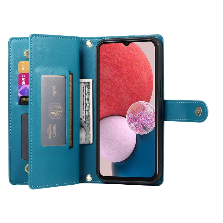 For Samsung Galaxy A13 5G / 4G Nine Card-slot Zipper Wallet Bag Leather Phone Case