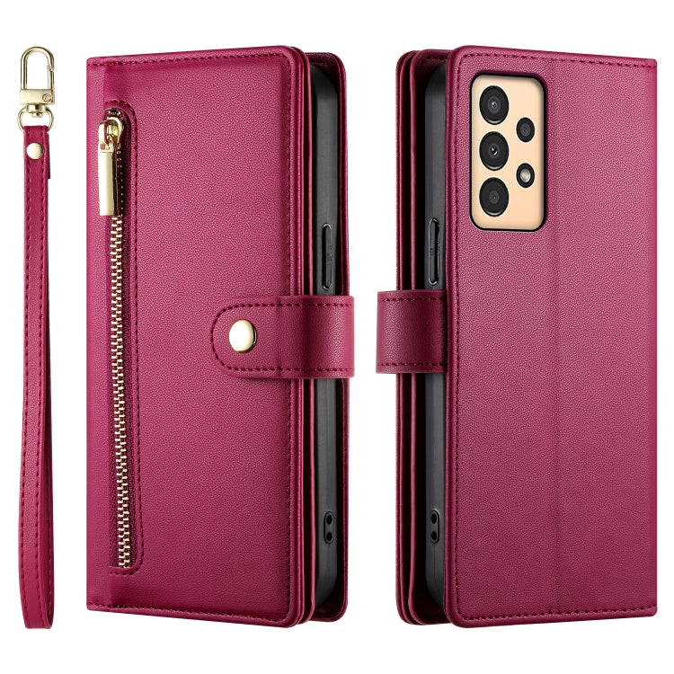 For Samsung Galaxy A04s / A04 / M13 Nine Card-slot Zipper Wallet Bag Leather Phone Case