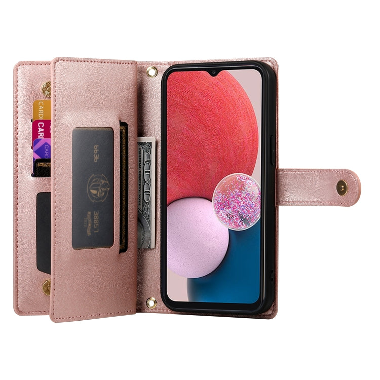 For Samsung Galaxy A04s / A04 / M13 Nine Card-slot Zipper Wallet Bag Leather Phone Case