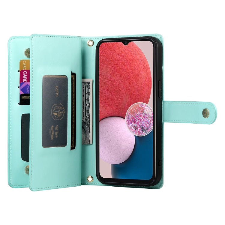 For Samsung Galaxy A04s / A04 / M13 Nine Card-slot Zipper Wallet Bag Leather Phone Case