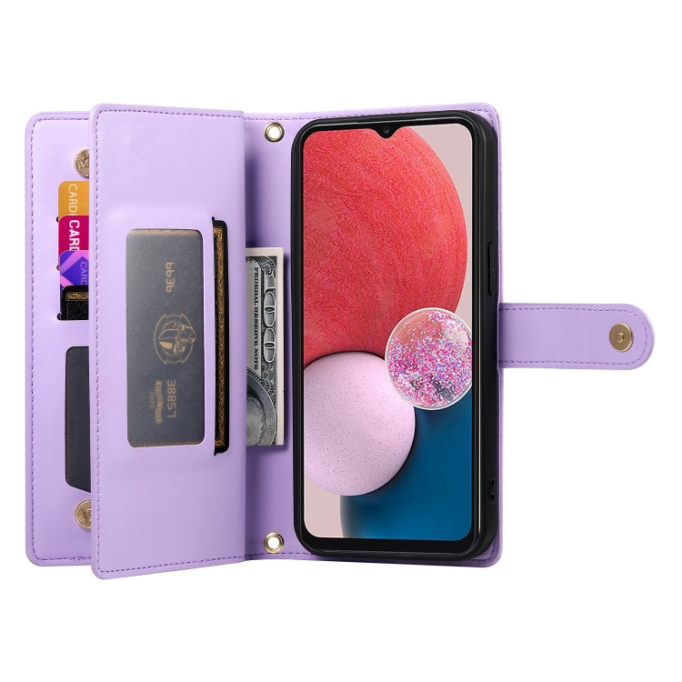 For Samsung Galaxy A04s / A04 / M13 Nine Card-slot Zipper Wallet Bag Leather Phone Case