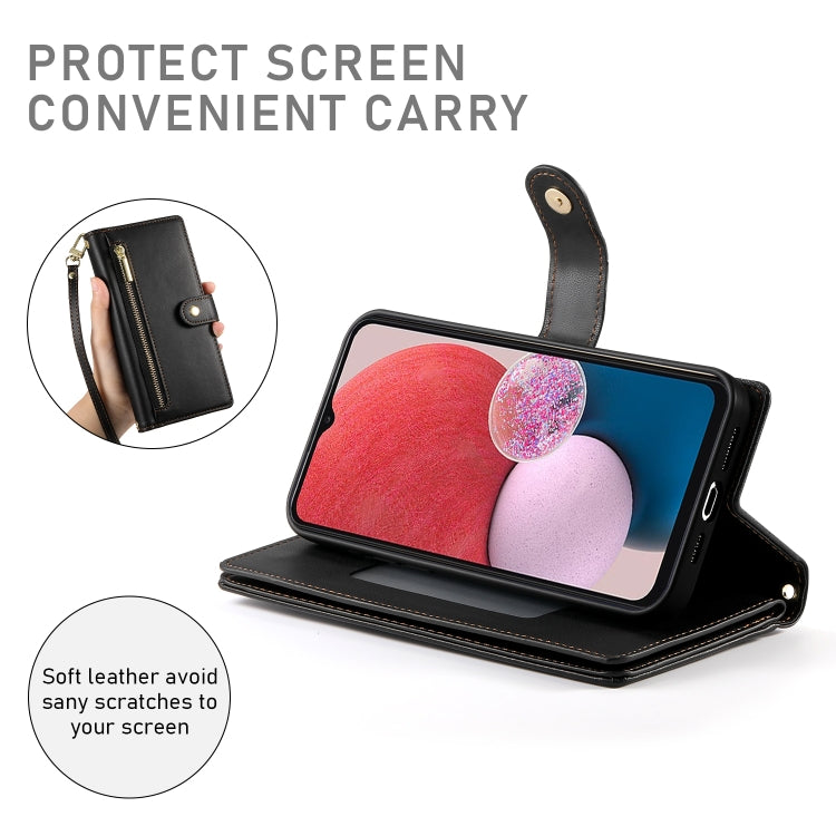 For Samsung Galaxy A04s / A04 / M13 Nine Card-slot Zipper Wallet Bag Leather Phone Case