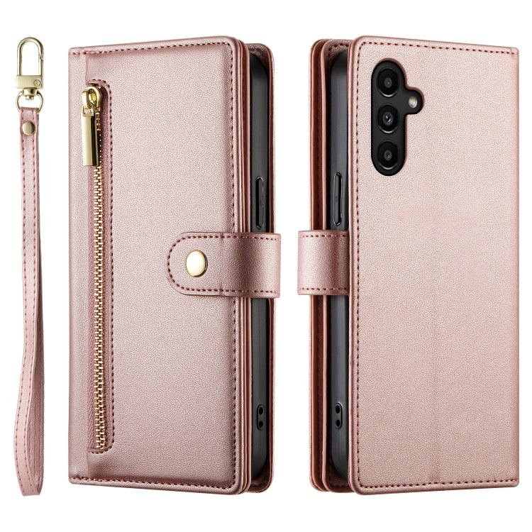 For Samsung Galaxy A14 5G / 4G Nine Card-slot Zipper Wallet Bag Leather Phone Case