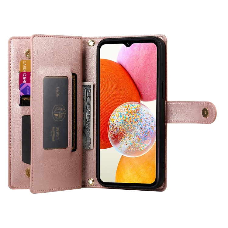 For Samsung Galaxy A14 5G / 4G Nine Card-slot Zipper Wallet Bag Leather Phone Case
